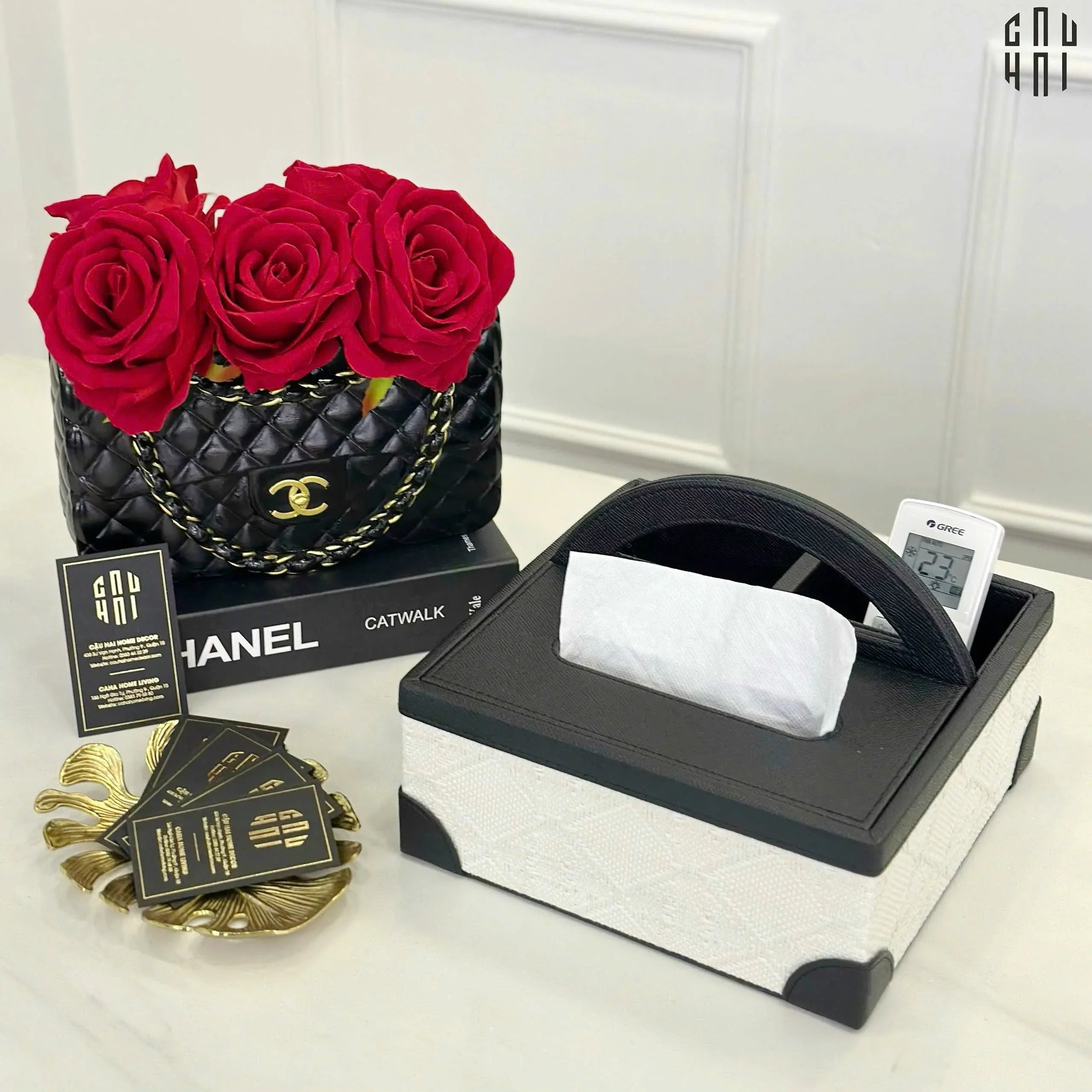 HỘP KHĂN GIẤY DA HANDY BLACK MYSTIC-CẬU HAI HOME DECOR