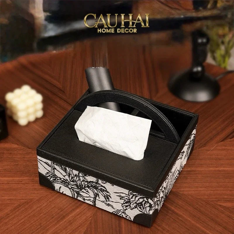 Hộp Khăn Giấy Da Handy Jungle Toile D.O-HỘP KHĂN GIẤY-CẬU HAI HOME DECOR