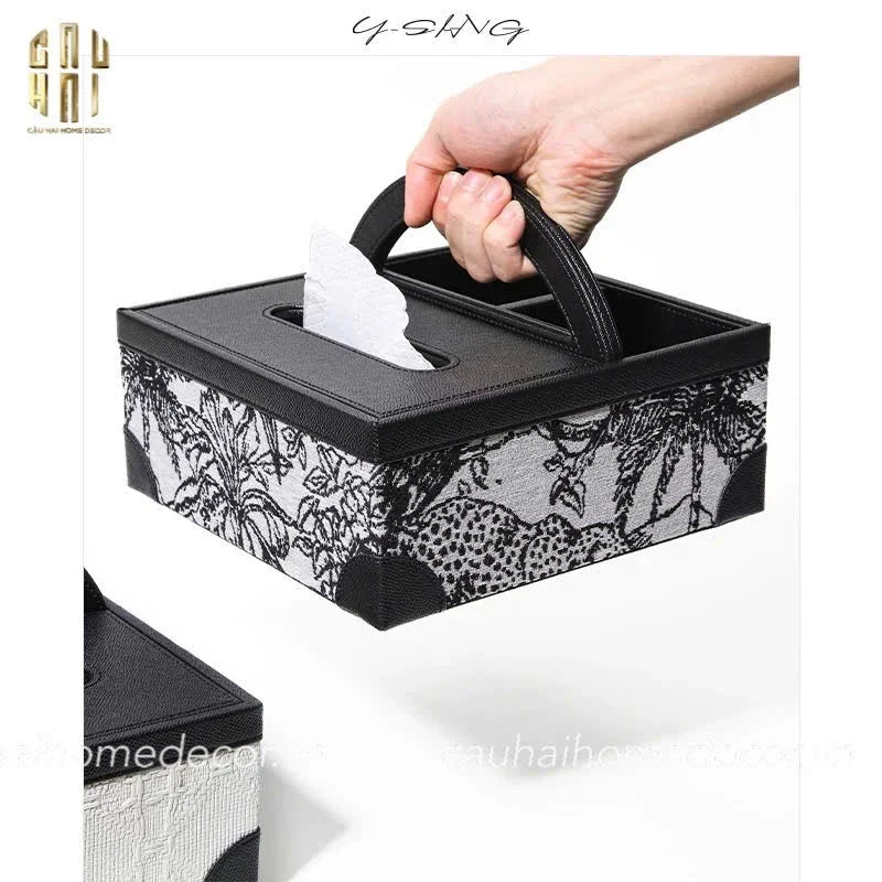 Hộp Khăn Giấy Da Handy Jungle Toile D.O-HỘP KHĂN GIẤY-CẬU HAI HOME DECOR