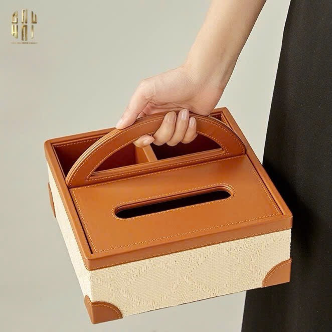 HỘP KHĂN GIẤY DA HANDY MARRON 3 NGĂN