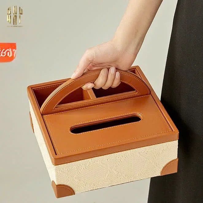 HỘP KHĂN GIẤY DA HANDY MARRON 3 NGĂN
