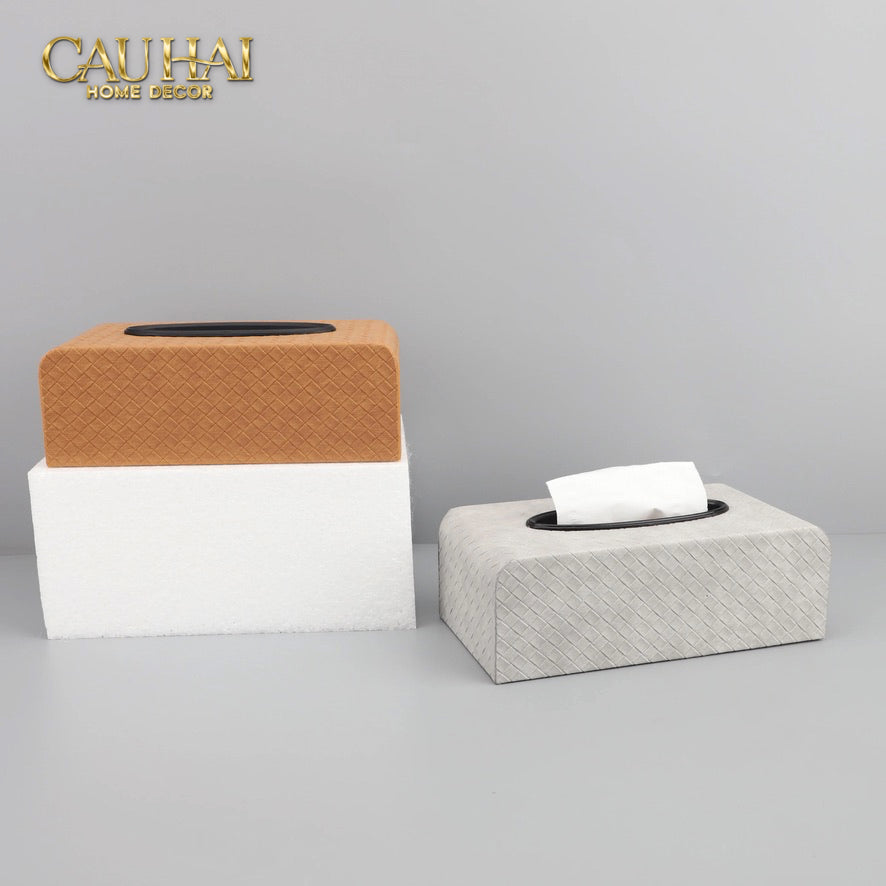 Hộp Khăn Giấy Da Intrecciato Woven Leather Ebène Brown - CẬU HAI HOME DECOR