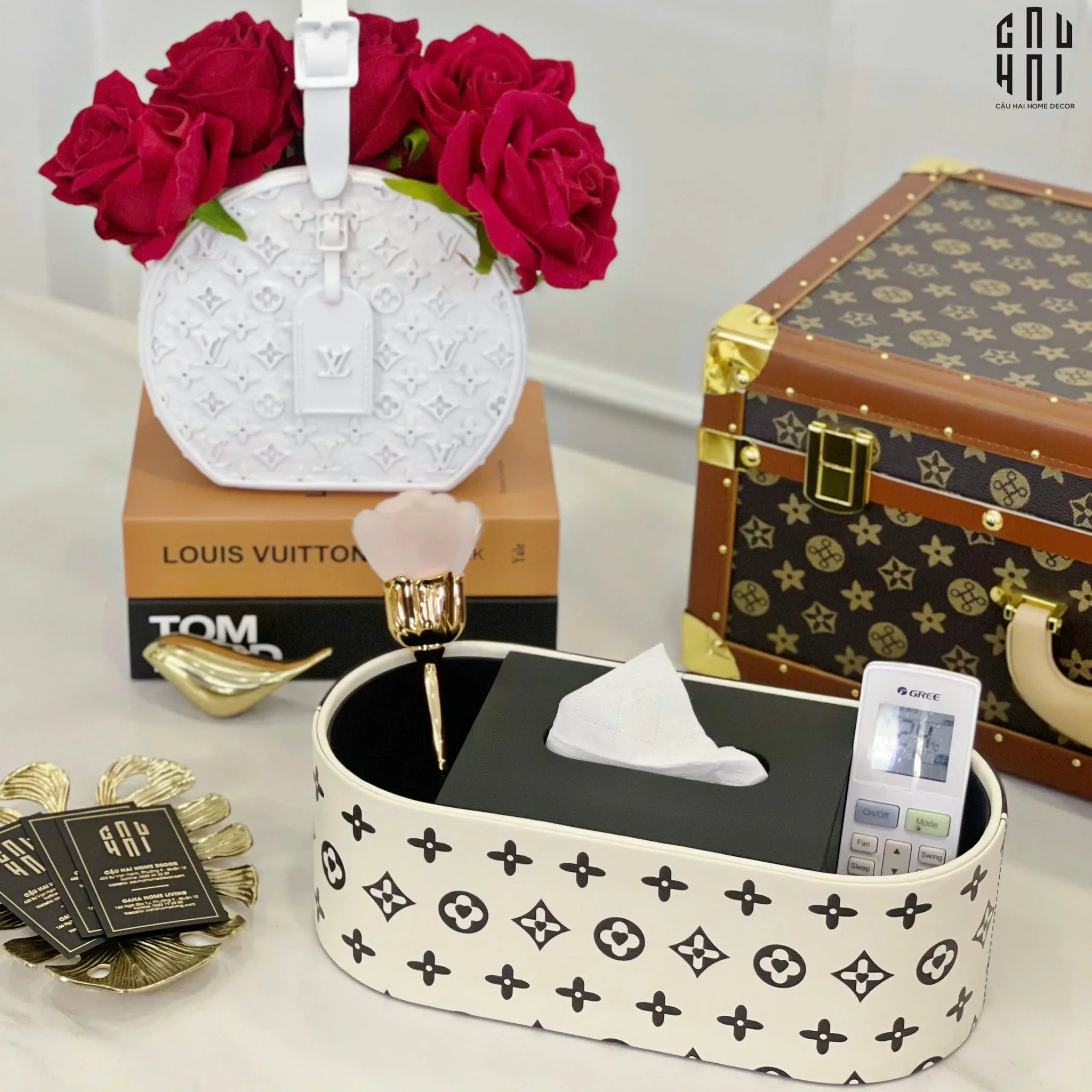 HỘP KHĂN GIẤY DA LOUIS V SS25-CẬU HAI HOME DECOR