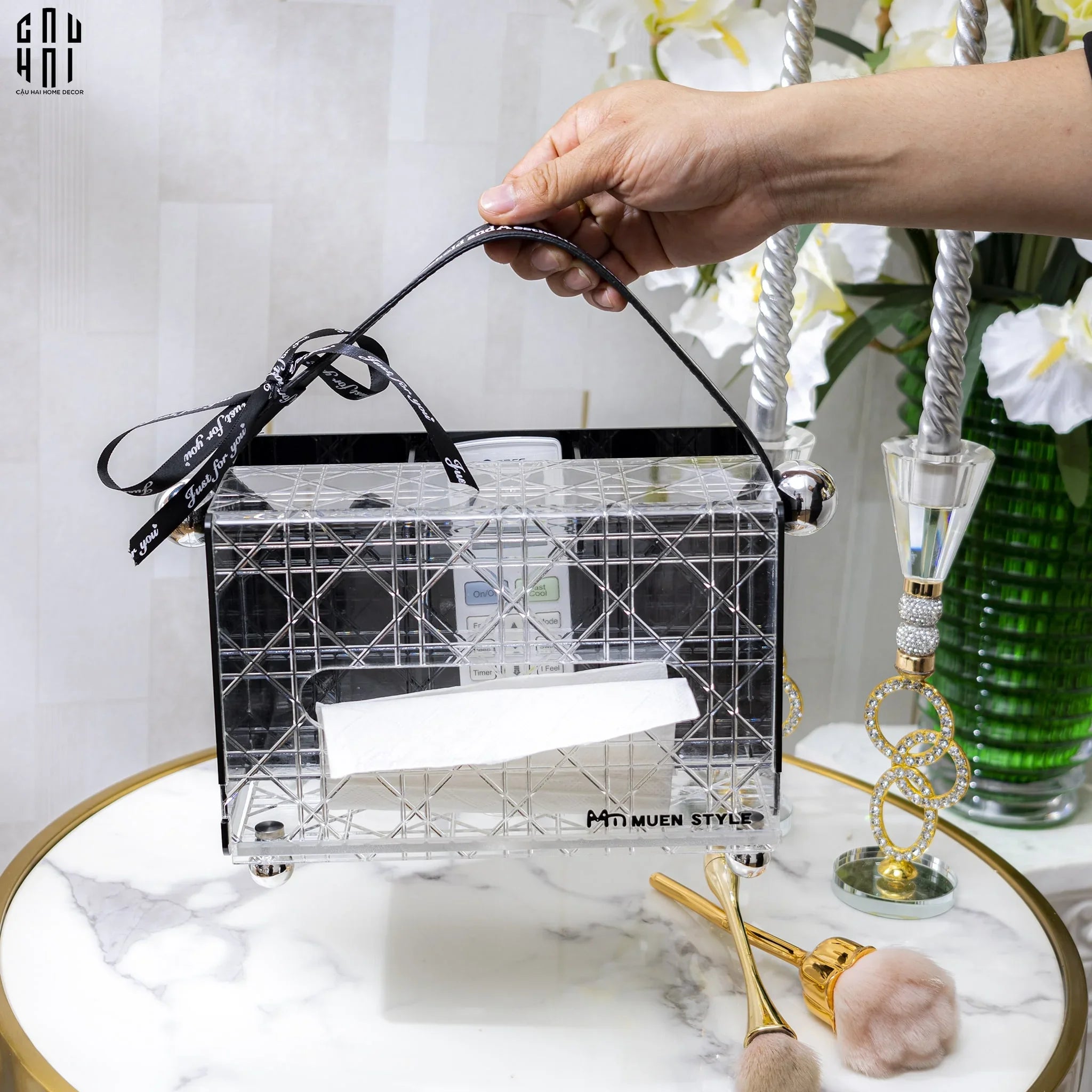 Hộp Khăn Giấy Đa Năng Acrylic - Miley-CẬU HAI HOME DECOR