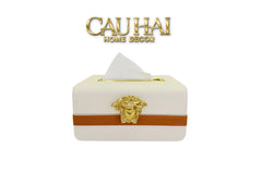 Hộp Khăn Giấy Lux Ivory Leather Medus Spéciale Édition-CẬU HAI HOME DECOR