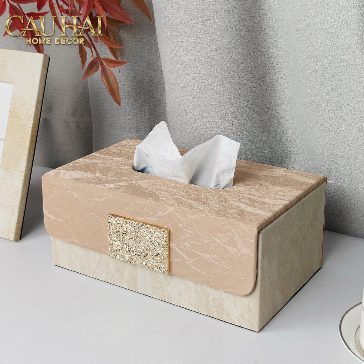 Hộp Khăn Giấy Marble Éclat Champagne 24*16*10-HỘP KHĂN GIẤY-CẬU HAI HOME DECOR-CẬU HAI HOME DECOR