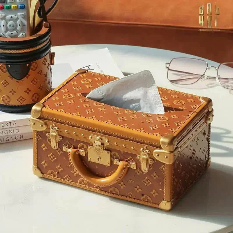 HỘP KHĂN GIẤY VALI LOUIS MONOGRAM CANNELLE-CẬU HAI HOME DECOR