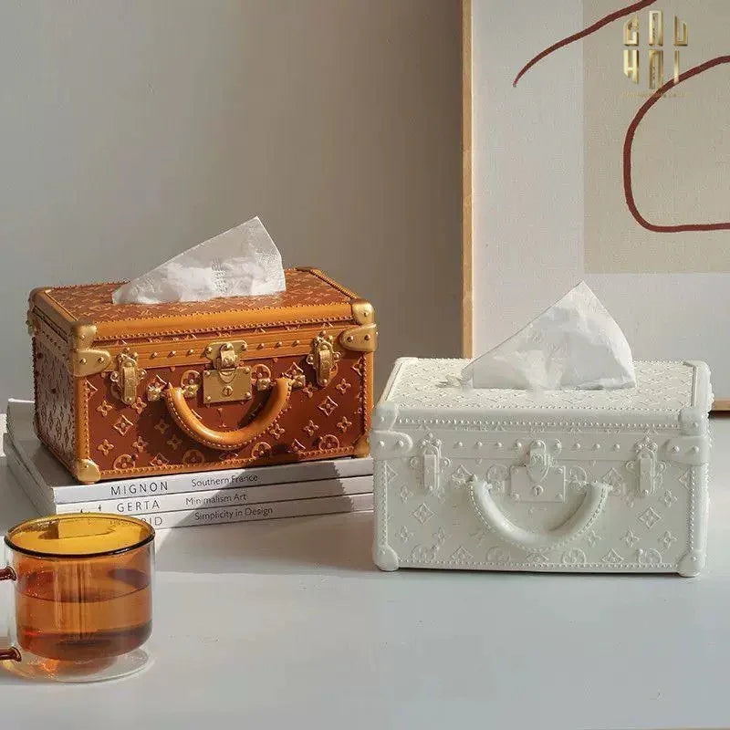 HỘP KHĂN GIẤY VALI LOUIS MONOGRAM CANNELLE-CẬU HAI HOME DECOR