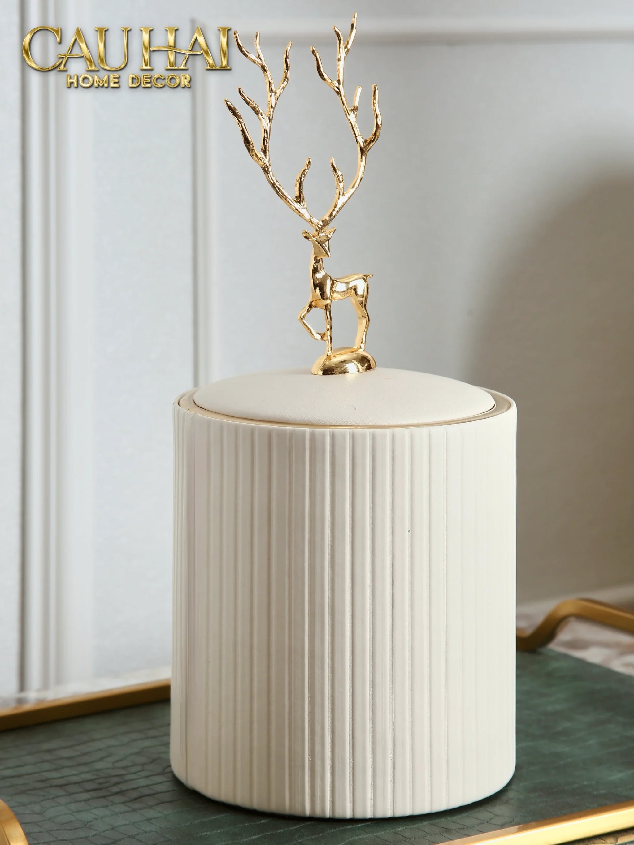 Hộp Kim Loại Bọc Da Luxe Leather - Vermouth-CẬU HAI HOME DECOR