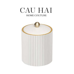 Hộp Kim Loại Bọc Da Luxe Leather - Vermouth-CẬU HAI HOME DECOR