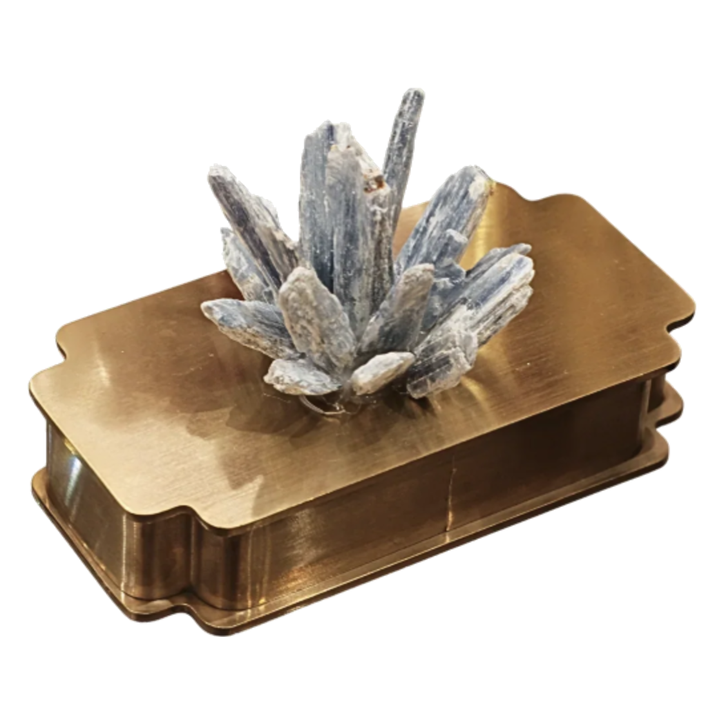 Hộp Tăm Bông Inox Đính Thạch Anh Cristal Minéral D'Or Toothpick Holder 6x12-Lọ Tăm bông - Bathroom Vanity-CẬU HAI HOME DECOR-CẬU HAI HOME DECOR
