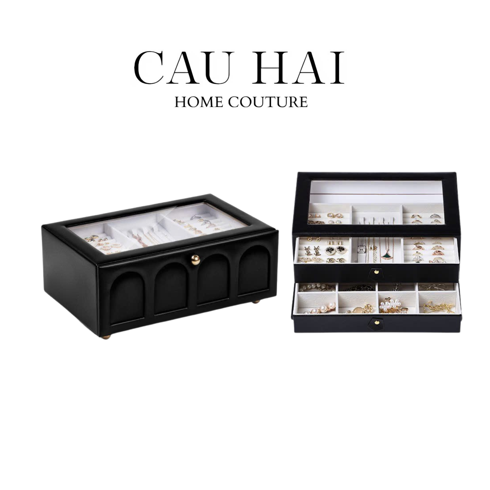 HỘP TRANG SỨC DA 2 IN 1 DUO ELEGANCE - LEATHER JEWELRY BOX