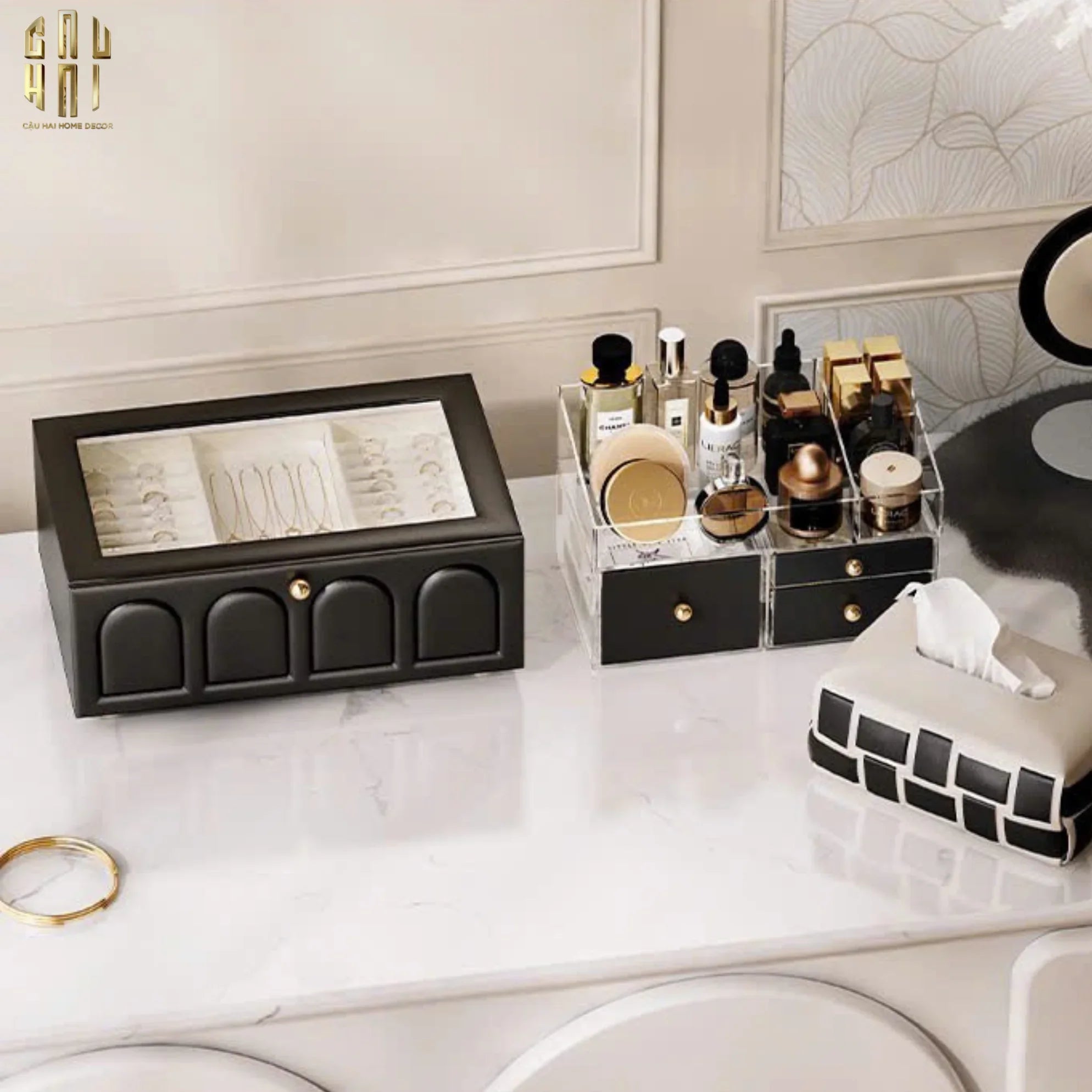 Hộp Trang Sức Da Elegance Faubourg Fw25-CẬU HAI HOME DECOR