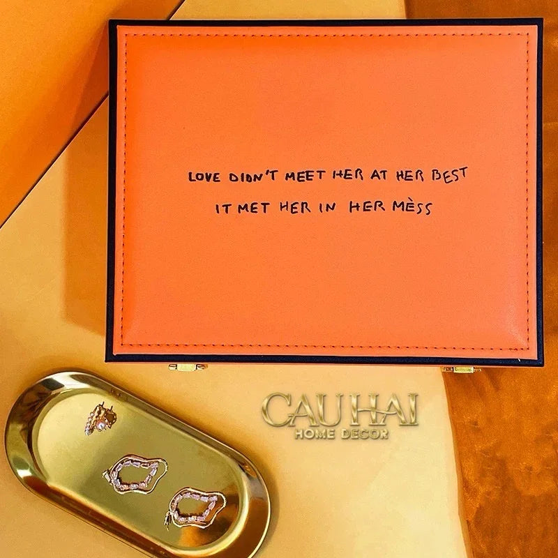 Hộp Trang Sức Da Màu Cam Biểu Tượng Lux Leather H-Signature-CẬU HAI HOME DECOR