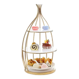 Maison Couture - Đĩa Bánh 3 Tầng Golden Cage Étagère Trois Niveaux 27x51