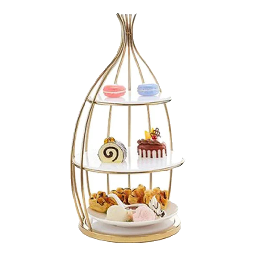 Maison Couture - Đĩa Bánh 3 Tầng Golden Cage Étagère Trois Niveaux 27x51