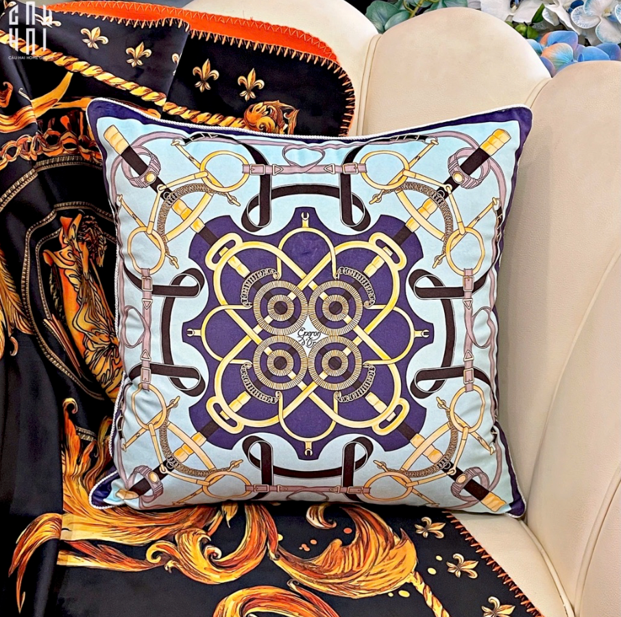 IMPERIAL SIGNATURE - VỎ GỐI NHUNG CAO CẤP EPERON D'OR 45. - MARINE - CẬU HAI HOME DECOR
