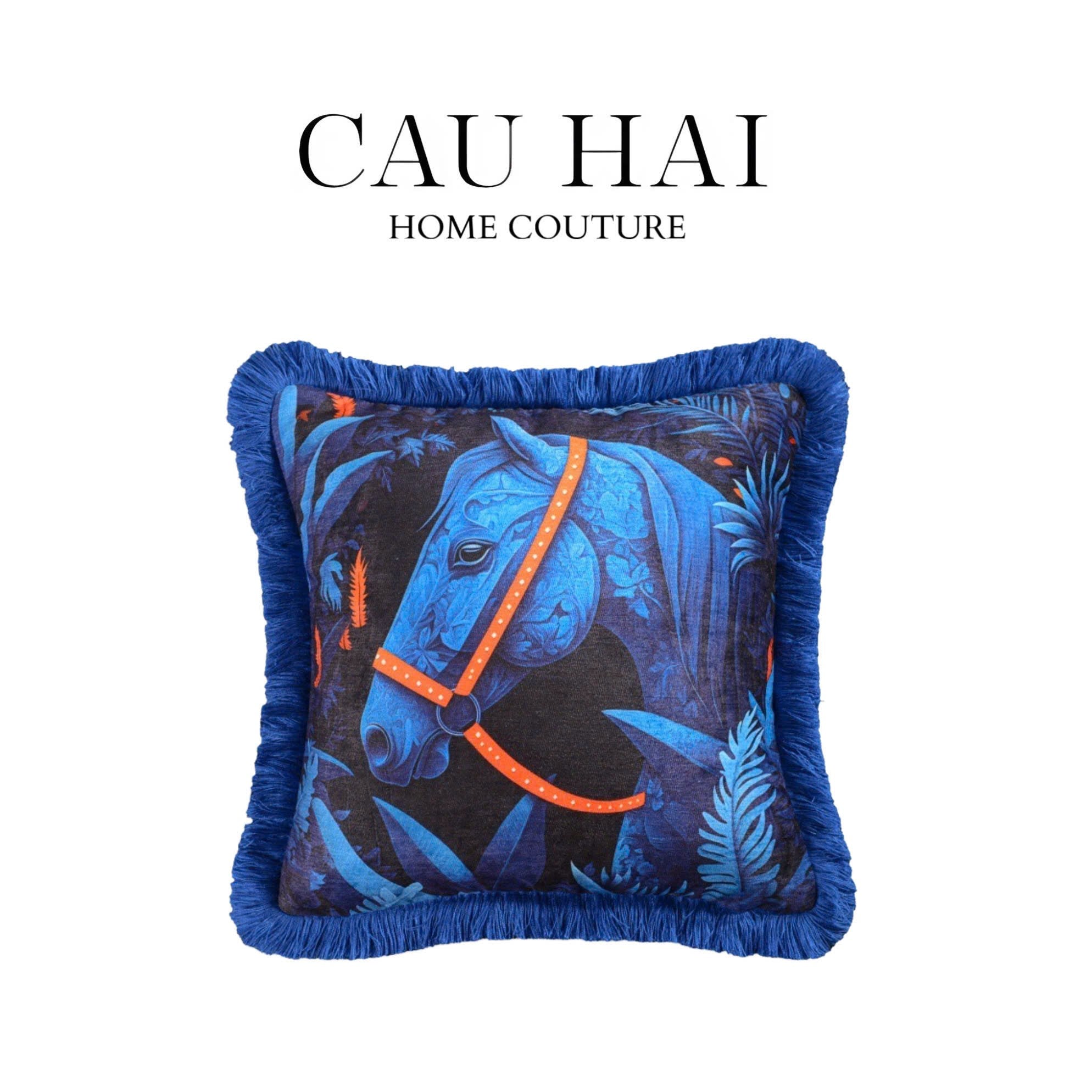 IMPERIAL SIGNATURE - VỎ GỐI NHUNG MARINE STALLION FRINGE EDGE-CẬU HAI HOME DECOR-1