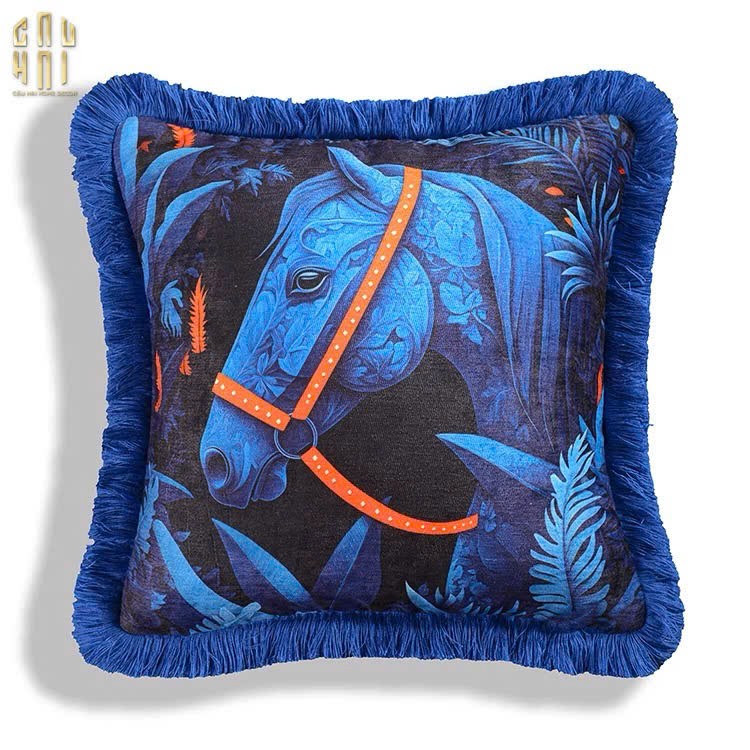 IMPERIAL SIGNATURE - VỎ GỐI NHUNG MARINE STALLION FRINGE EDGE-CẬU HAI HOME DECOR-7
