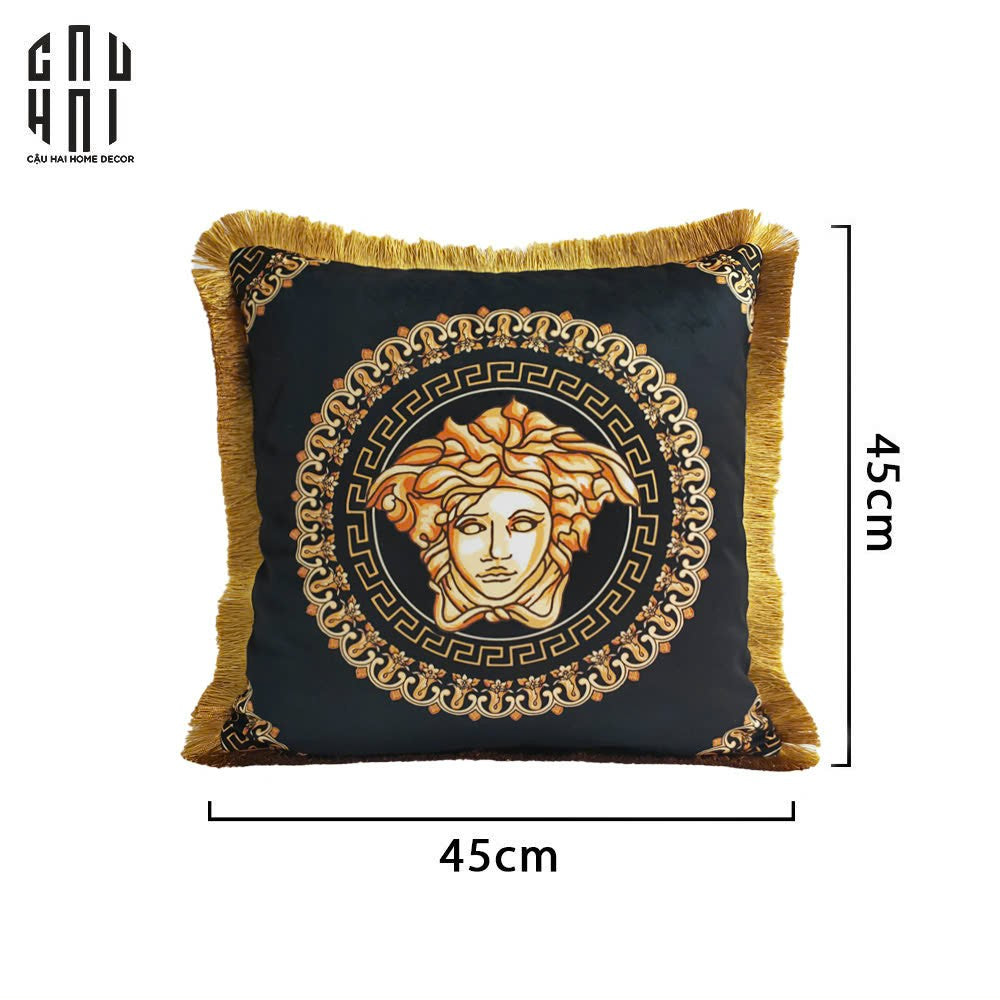 IMPERIAL SIGNATURE. - VỎ GỐI SOFA NHUNG CAO CẤP GIANNI VERS. GOLDEN MEDUSA 45 - CẬU HAI HOME DECOR