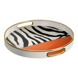 Khay Gỗ Tròn  Acrylic Sauvage Vermilion  Zebra Round Serving Trays D35