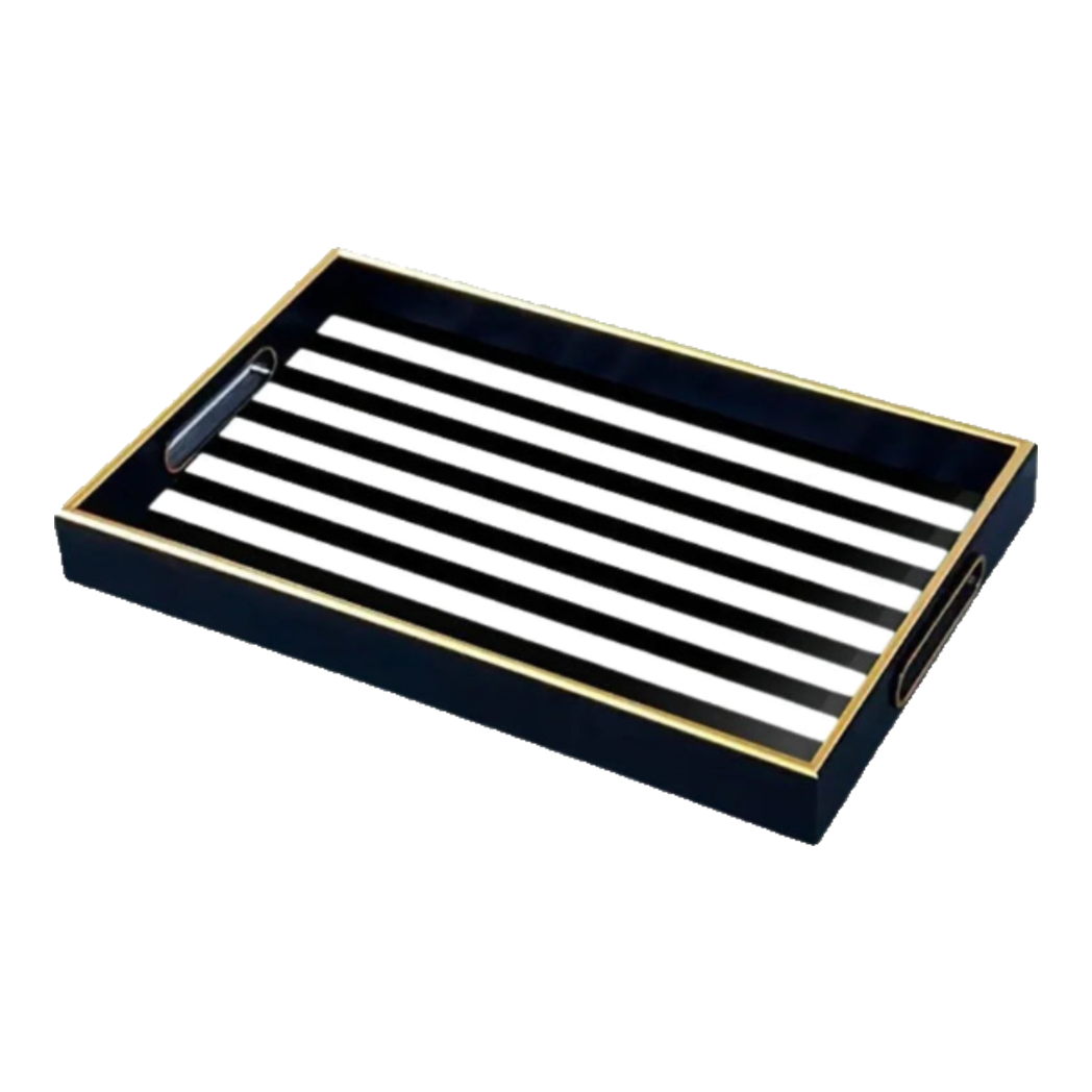 Khay Gỗ Chữ Nhật Rayé Monochrome Stripe Rectangular Serving Trays 28x35