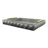 Khay Da Chữ Nhật Gothic Inspired -  Geometric Gris Leather Changing Tray 38x30cm