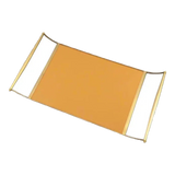 Khay Da Chữ Nhật 2 Tay Cầm -  Curves Handles Orange Leather Linea Dorée Tray 53x30cm