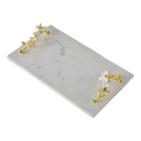 Maison Couture - Khay Đá Marble Chữ Nhật Haute Orchid Golden Branches Decorative Trays 22x37