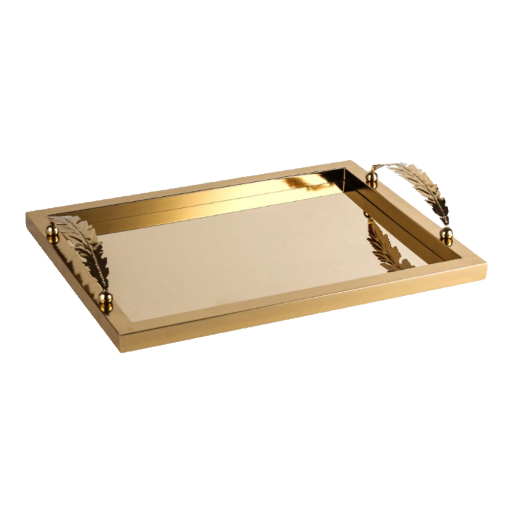 Maison Couture - Khay Chữ Nhật Métallique   "Midas Touch" Gilded Fur Handle  35X45