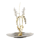 Elysian - Khay Tròn Đĩa Trái Cây Platinum Métallique  Golden Eucalyptus Branch D30