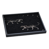 Khay Gỗ Chữ Nhật Lót Vải Tweed Lux Leather Nocturnal Panther Rectangular Trays 30X40