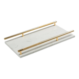 Maison Couture -  Khay Đá Marble Chữ Nhật Pearl– Gold Ivory Handles 22×40