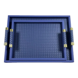 Khay Da Đan Woven Royal Indigo Blue Leather  Trays 35X48