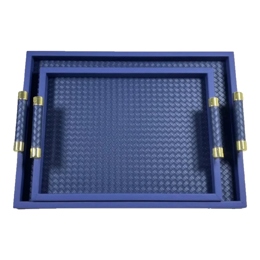 Khay Da Đan Woven Royal Indigo Blue Leather  Trays 35X48