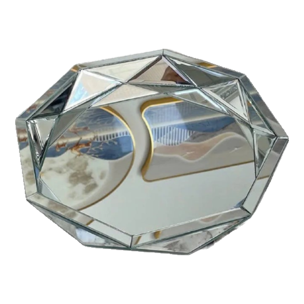 Haute Folie - Khay Gương Tròn Diamond Facetté  Platinum Éclat Decoratives Trays D34