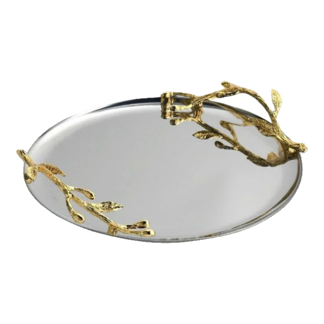 Elysian Couture - Khay Tròn Đĩa Trái Cây Platinum Branche D’Olivier Ronde D28