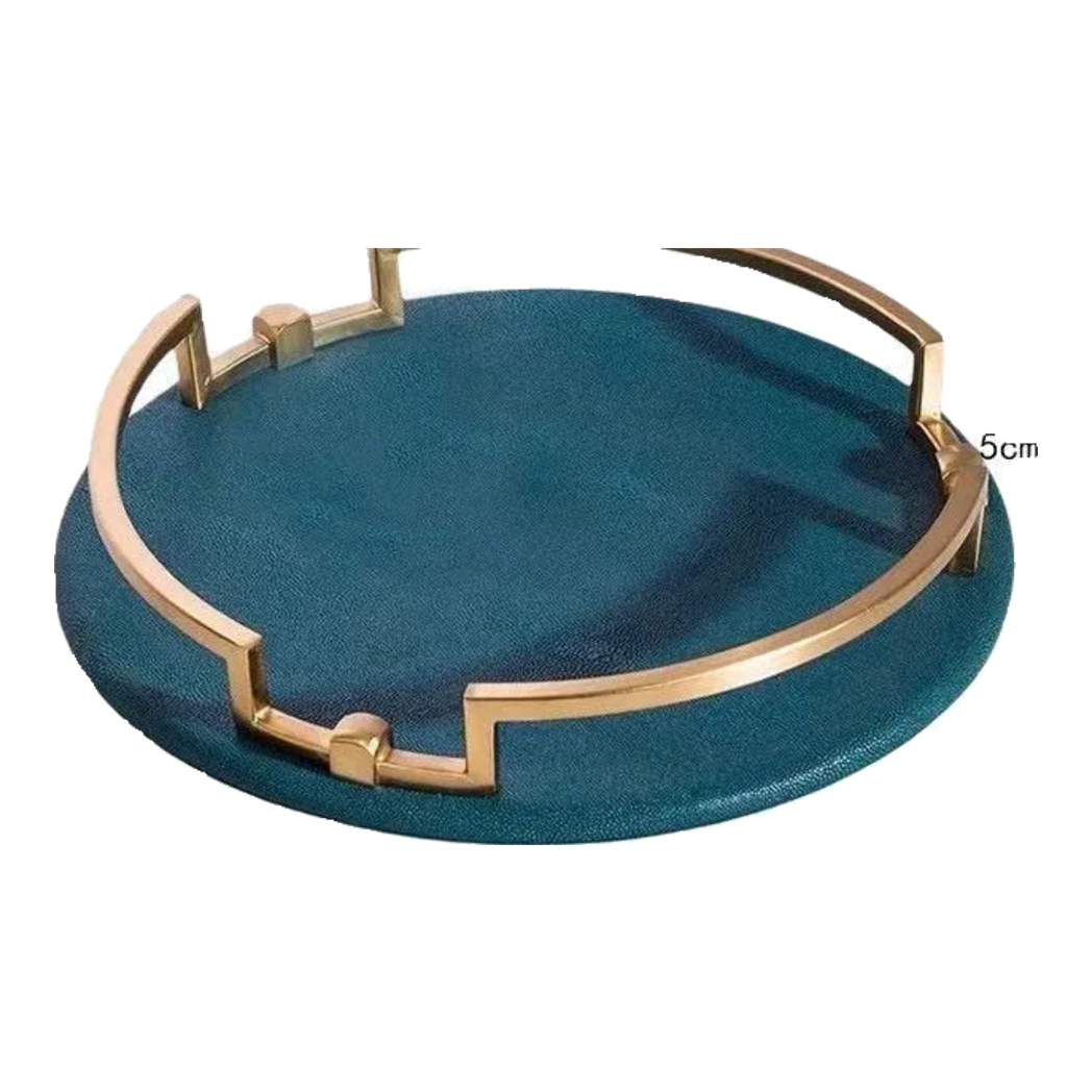Maison Couture - Khay Da Tròn Lux Leather  Emerald Oracle D35