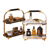 Haute Folie - Kệ Bàn Trang Điểm 2 Tầng Đá Marble Đen - Manor Tiered Organizers 30x37-Khay Kệ Tầng-Đối tác tại Trung Quốc theo từng đơn đặt hàng-CẬU HAI HOME DECOR