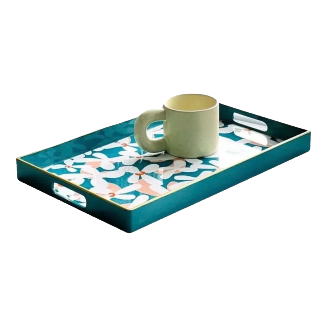 Khay Acrylic Chữ Nhật Azure Floral in Bloom Decoratives Trays 26x40x5
