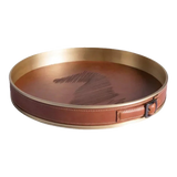 Maison Couture - Khay Da Tròn Dây Cương Da -  Saddle Belt Équestre Héritage Decorative Trays 36x8