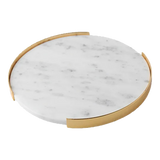 Khay Tròn Đá Le Marble Blanc Gildded Frame D25