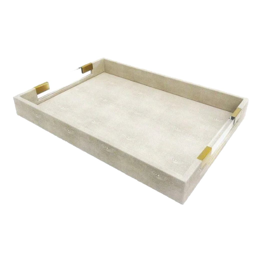 Khay Da Chữ Nhật Brooklyn  Grande Lux D'Ivoire Leather Decorative Trays 32x45.5x5.5