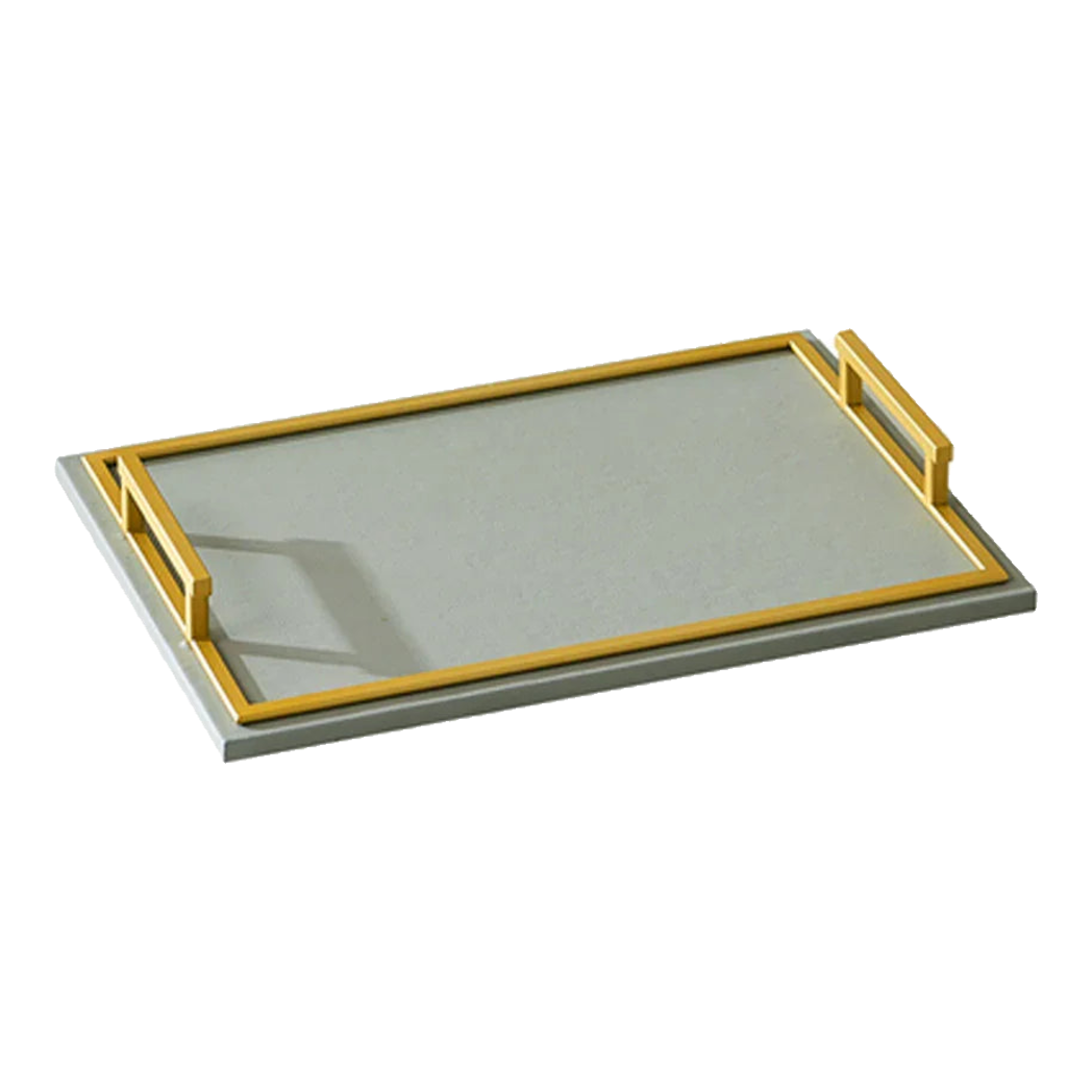 Khay Da Chữ Nhật Greyson Refined Glaze Gris Leather  Decorative Trays 29x42