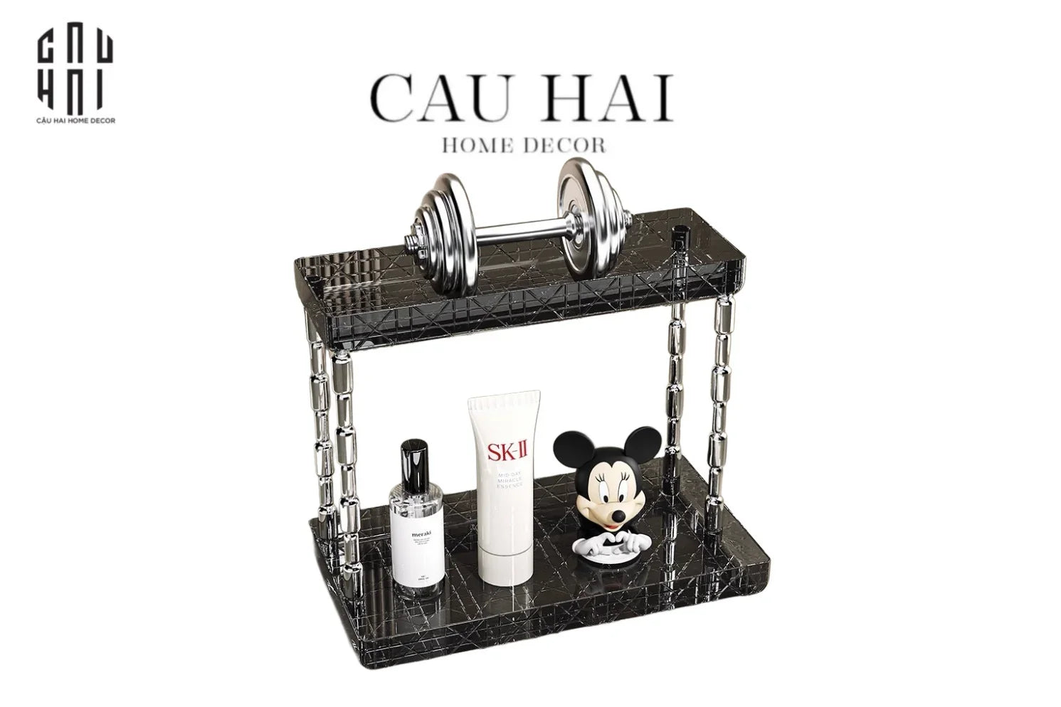 Kệ 2 Tầng Acrylic Runway Module Black Cannage-CẬU HAI HOME DECOR