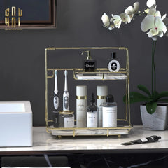 Kệ 2 Tầng Đá Marble Trắng Roosevelt Mansion 21x32x32-CẬU HAI HOME DECOR