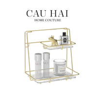 Kệ 2 Tầng Đá Marble Trắng Roosevelt Mansion 21x32x32-CẬU HAI HOME DECOR