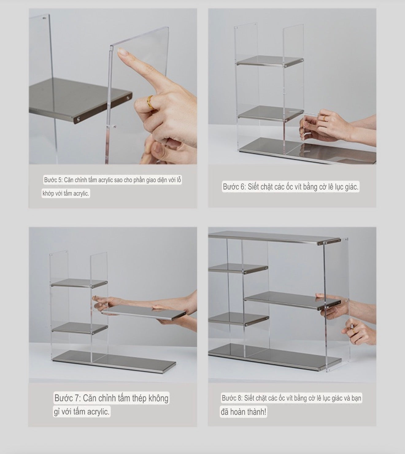 Kệ 3.5 Tầng Acrylic Bậc Thang Metal Velvet Ladder Shelf Tiered Organizer 42x13.9x38.1-CẬU HAI HOME DECOR