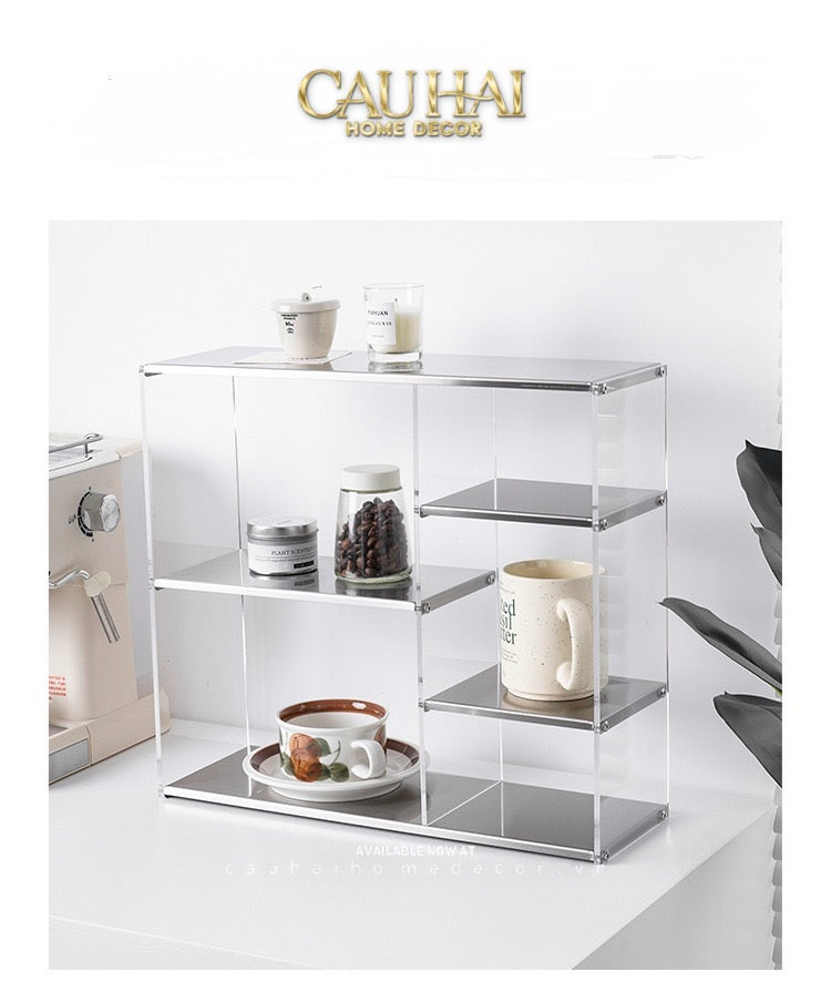 Kệ 3.5 Tầng Acrylic Bậc Thang Metal Velvet Ladder Shelf Tiered Organizer 42x13.9x38.1-KỆ TRANG TRÍ-CẬU HAI HOME DECOR