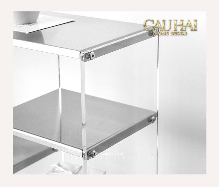Kệ 3.5 Tầng Acrylic Bậc Thang Metal Velvet Ladder Shelf Tiered Organizer 42x13.9x38.1-KỆ TRANG TRÍ-CẬU HAI HOME DECOR